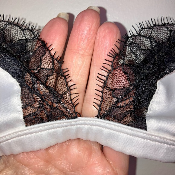 Victoria’s Secret silky/lace unlined bralette.  Size S.  White/black lace trim. - Picture 2 of 7